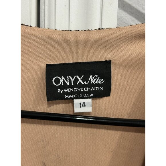 Onyx Nite Brown 2 Piece Evening Gown Jacket Spaghetti Straps Size L Shiny Finish - Picture 8 of 12